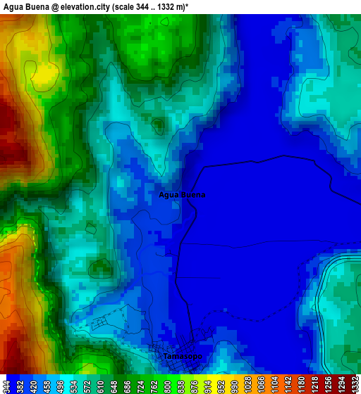 Agua Buena elevation map