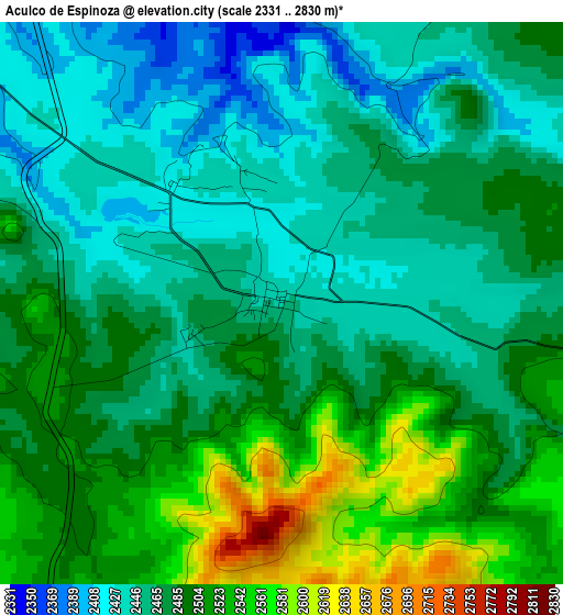 Aculco de Espinoza elevation map