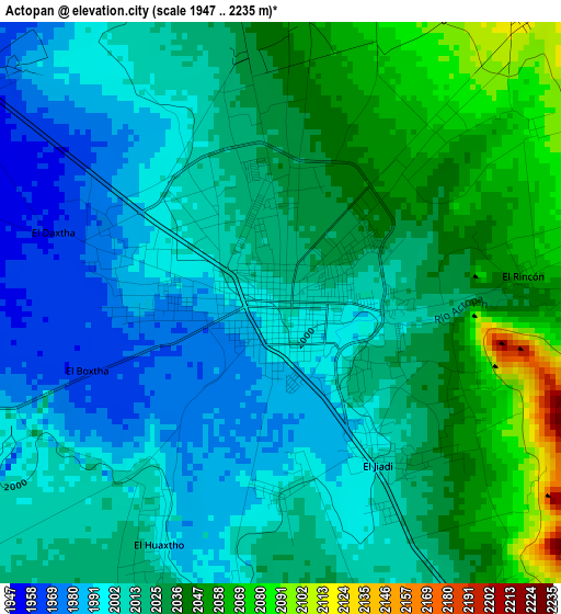 Actopan elevation map