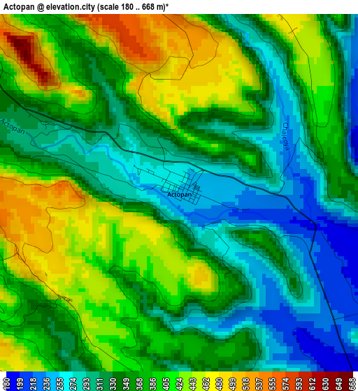 Actopan elevation map