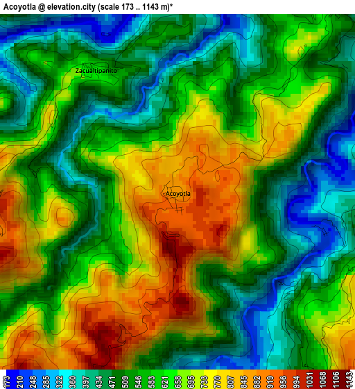 Acoyotla elevation map