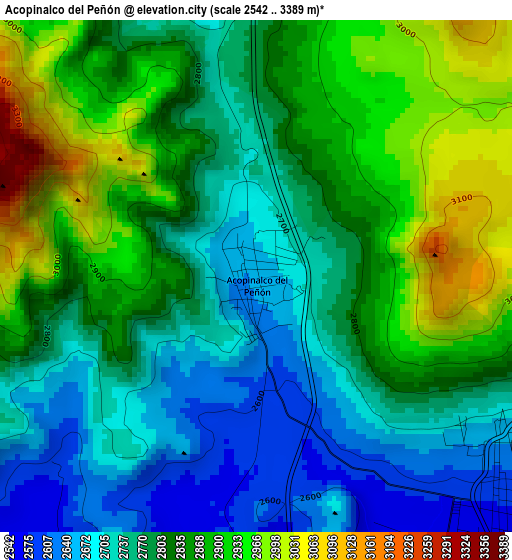 Acopinalco del Peñón elevation map