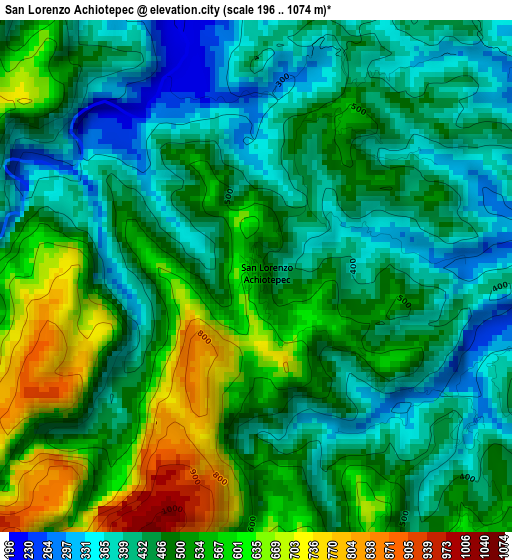 San Lorenzo Achiotepec elevation map