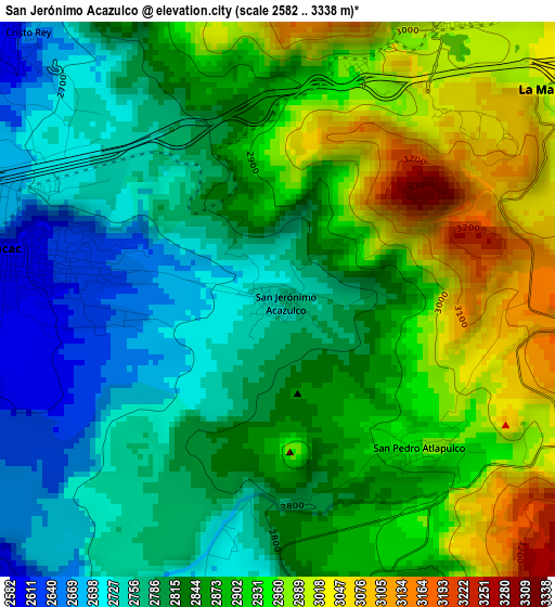 San Jerónimo Acazulco elevation map