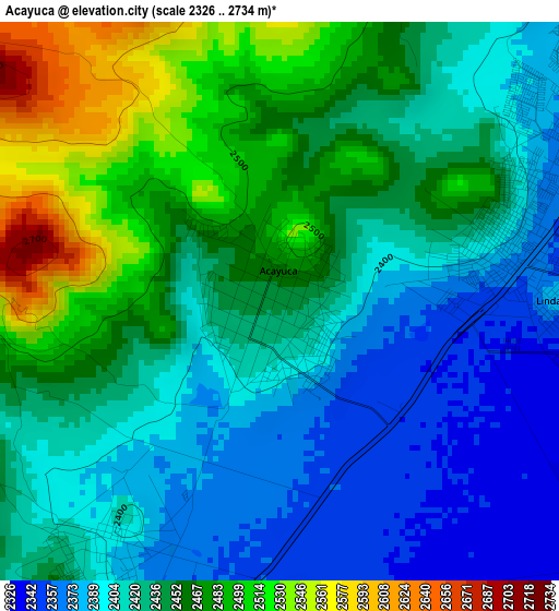 Acayuca elevation map