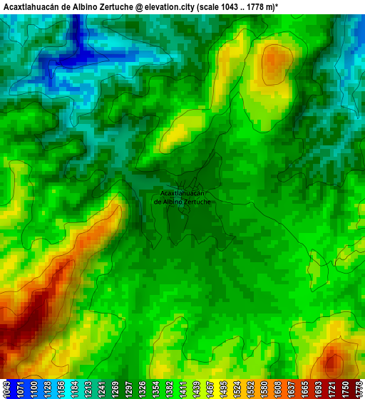 Acaxtlahuacán de Albino Zertuche elevation map