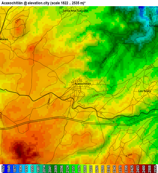 Acaxochitlán elevation map