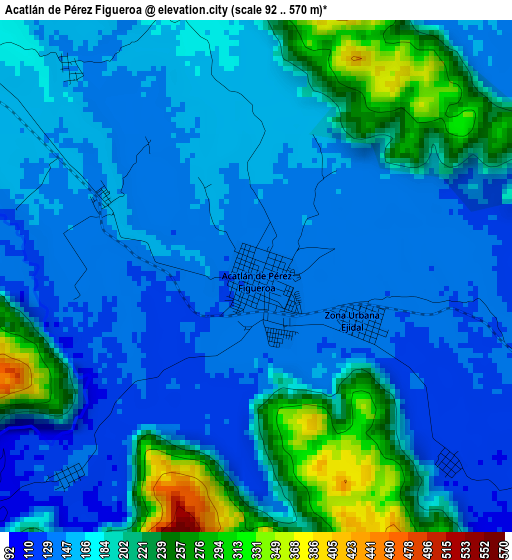 Acatlán de Pérez Figueroa elevation map