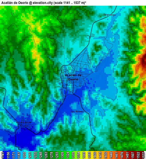 Acatlán de Osorio elevation map