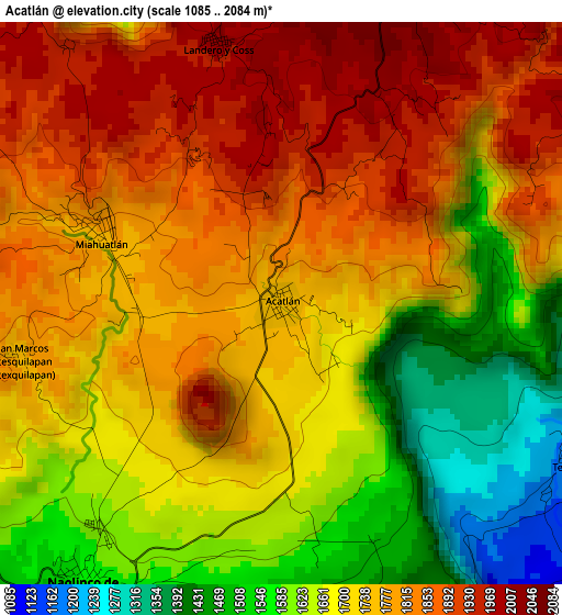 Acatlán elevation map