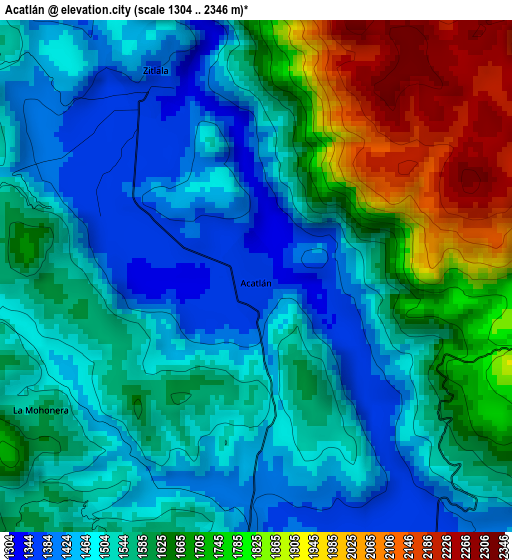 Acatlán elevation map