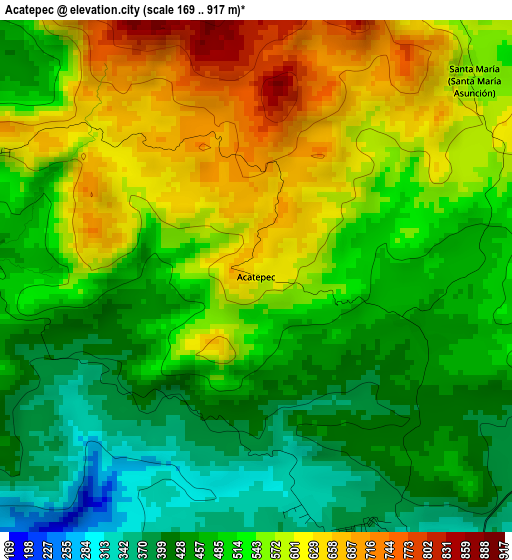 Acatepec elevation map