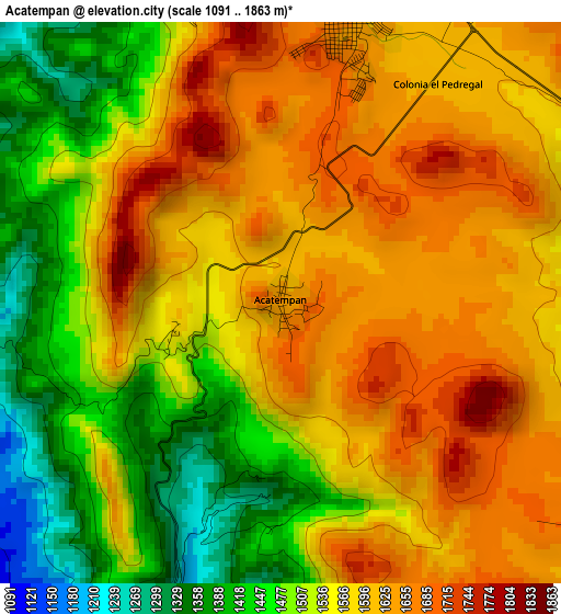 Acatempan elevation map