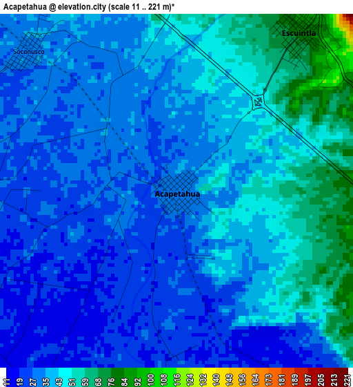 Acapetahua elevation map