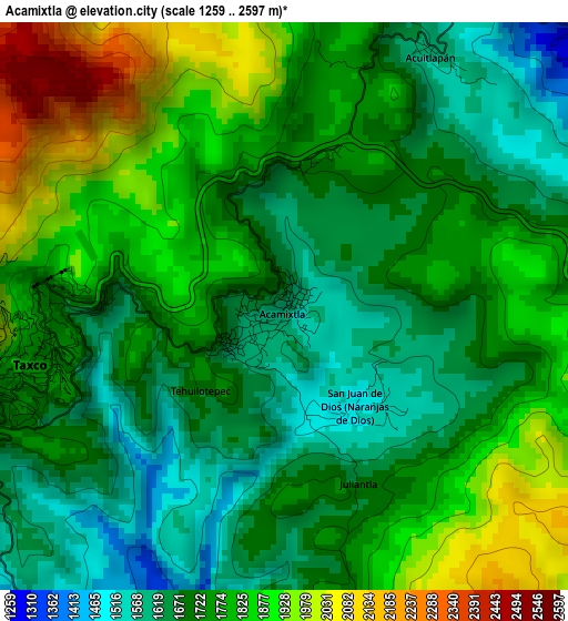 Acamixtla elevation map