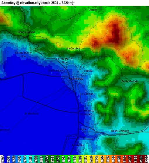 Acambay elevation map