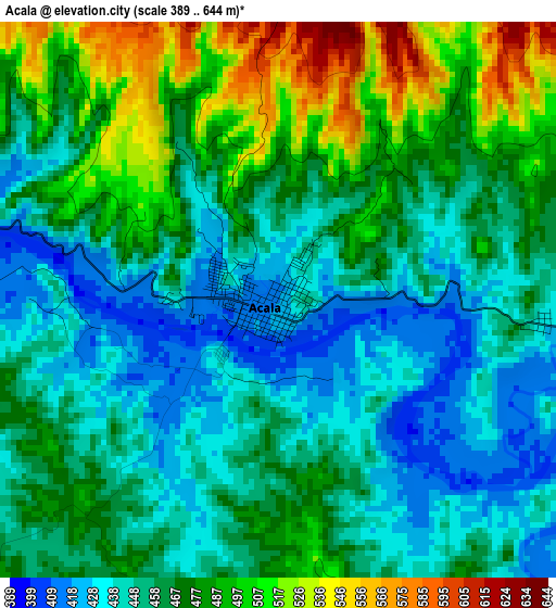 Acala elevation map