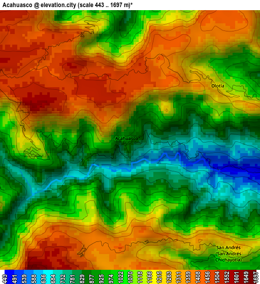 Acahuasco elevation map