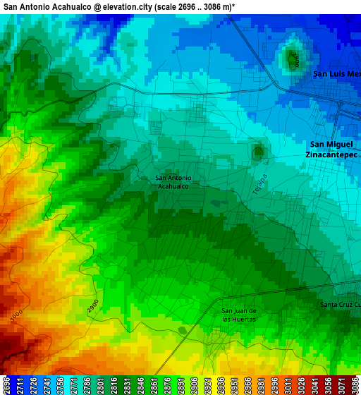 San Antonio Acahualco elevation map