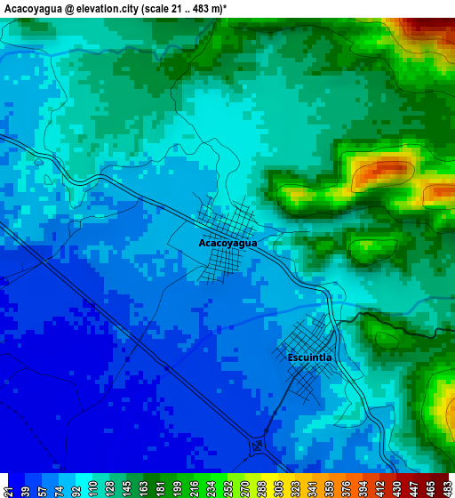 Acacoyagua elevation map