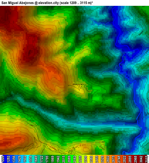 San Miguel Abejones elevation map