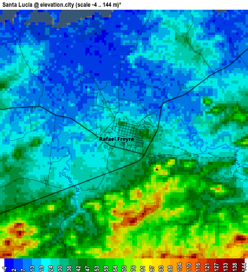 Santa Lucía elevation map