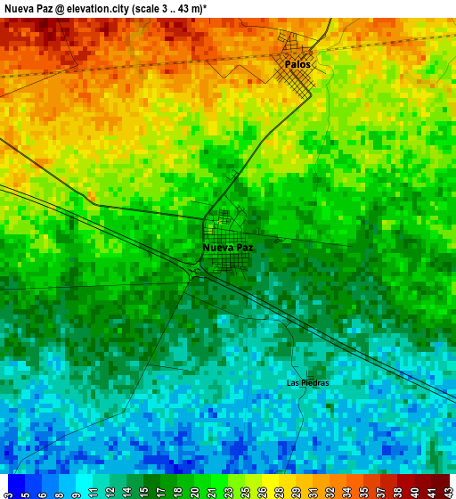 Nueva Paz elevation map