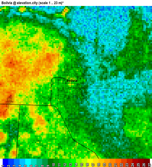 Bolivia elevation map
