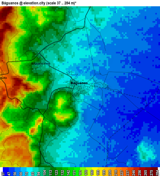 Báguanos elevation map
