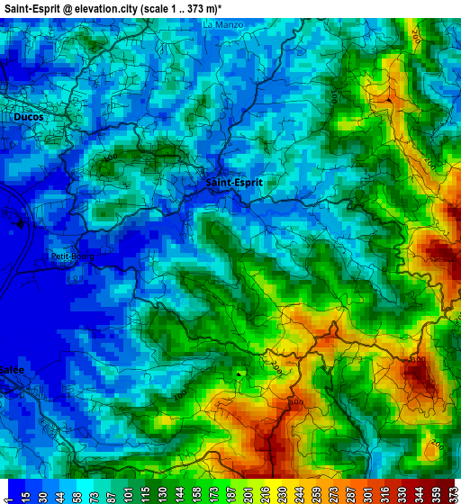 Saint-Esprit elevation map