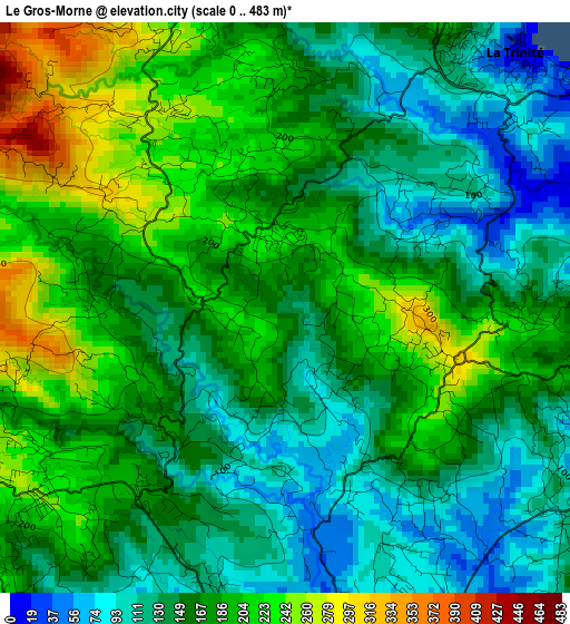 Le Gros-Morne elevation map