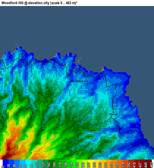 Woodford Hill elevation map