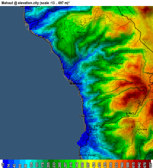 Mahaut elevation map