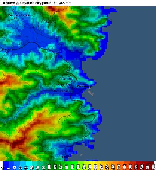 Dennery elevation map