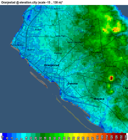 Oranjestad elevation map