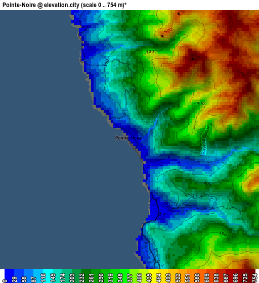 Pointe-Noire elevation map