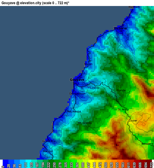 Gouyave elevation map