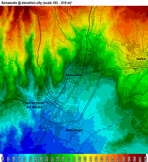 Sonzacate elevation map