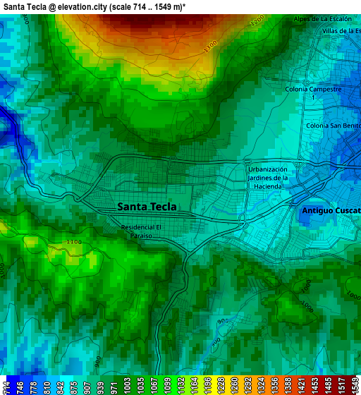Santa Tecla elevation map