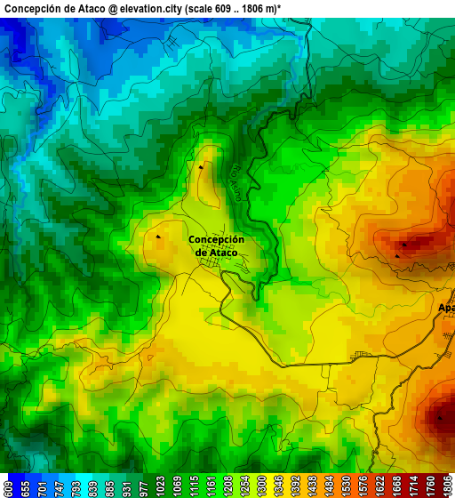 Concepción de Ataco elevation map