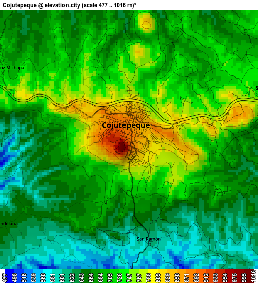 Cojutepeque elevation map