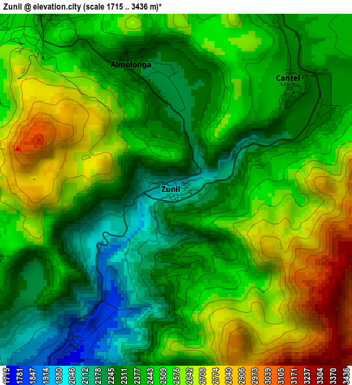 Zunil elevation map