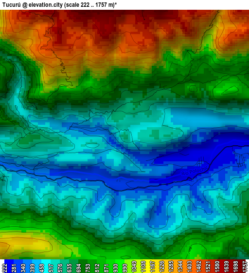 Tucurú elevation map