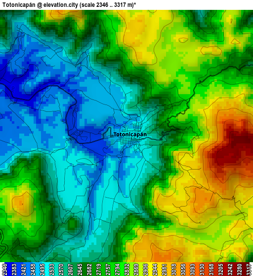 Totonicapán elevation map