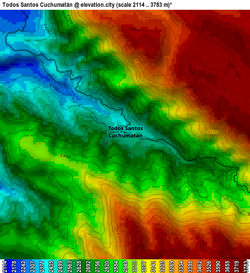 Todos Santos Cuchumatán elevation map