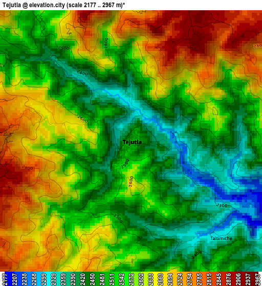 Tejutla elevation map