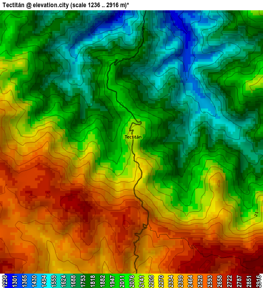 Tectitán elevation map