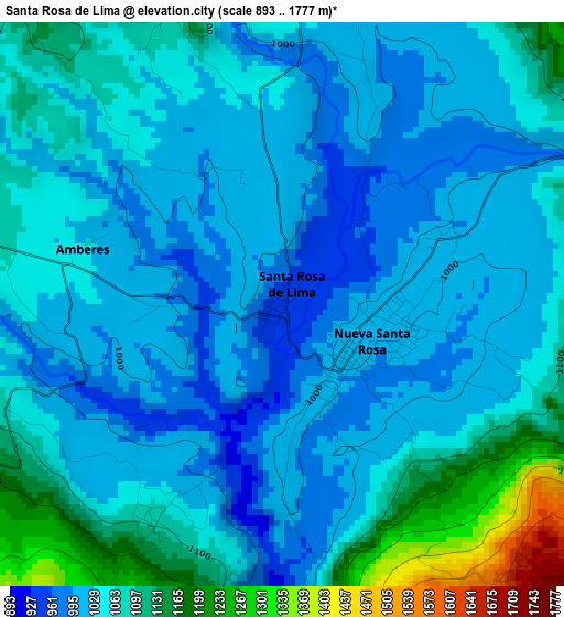 Santa Rosa de Lima elevation map