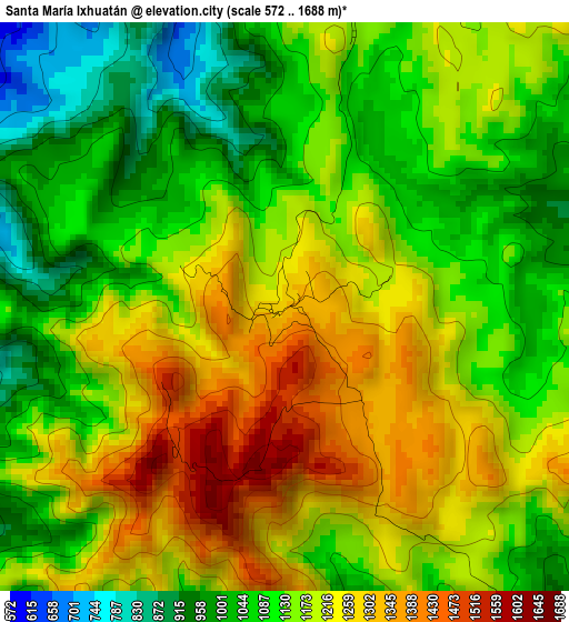 Santa María Ixhuatán elevation map