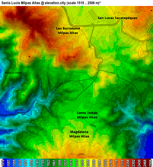 Santa Lucía Milpas Altas elevation map